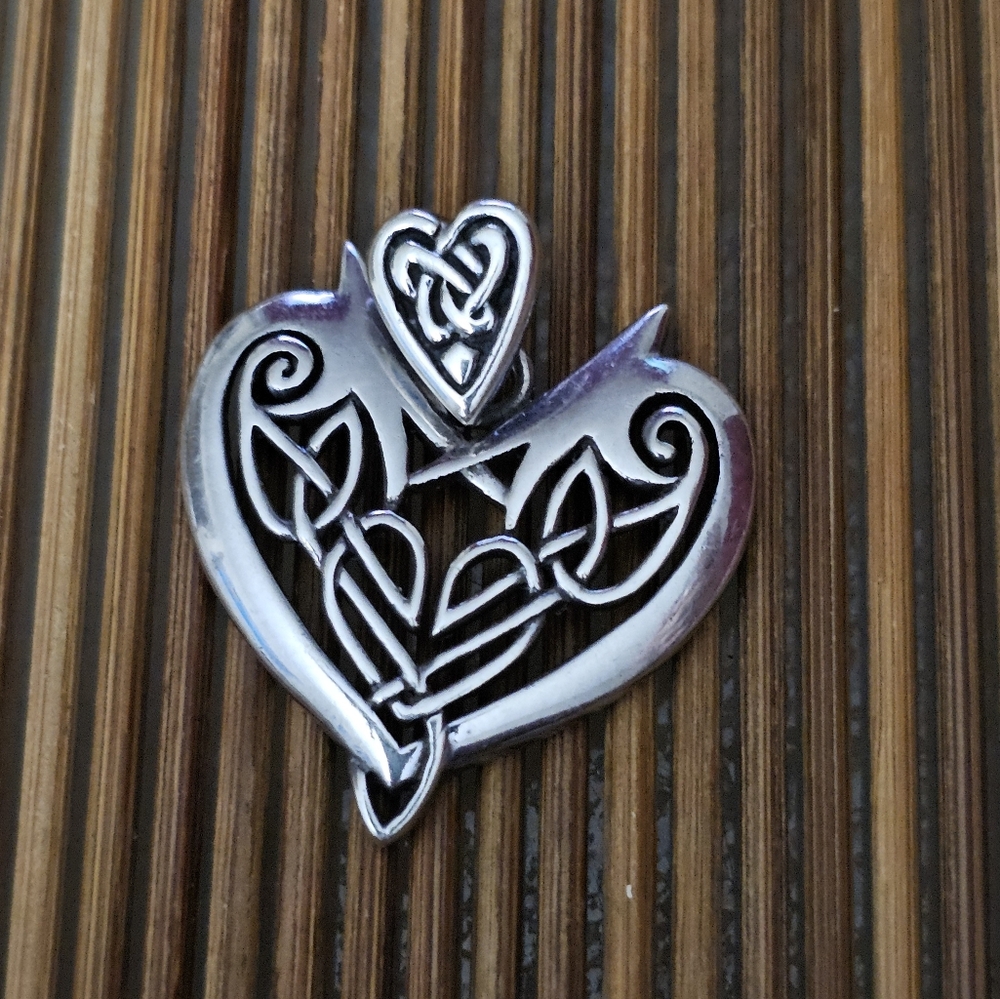925 Celtic Heart Silver Pendant (Vintage) - Picture 2 of 10